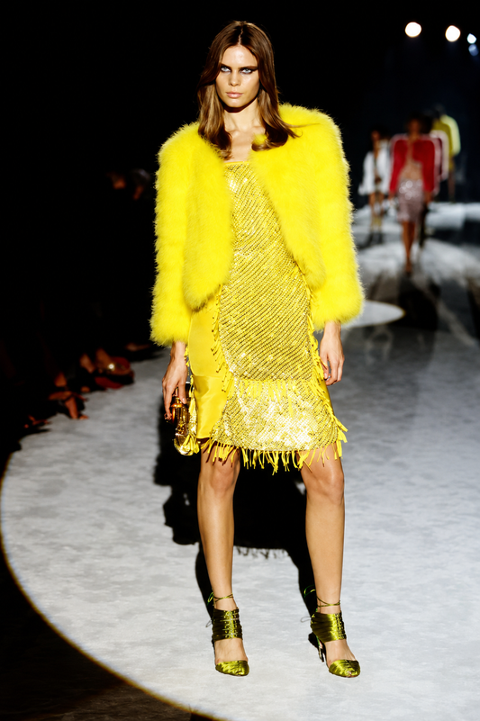 GUCCI by TOM FORD (USA ONLY) 2004 Vintage Runway Yellow Marabou Feather Jacket
