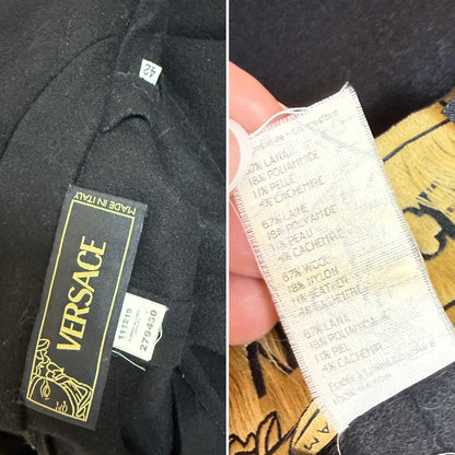 VERSACE Early 00's Vintage Black Bondage Leather Accent Coat