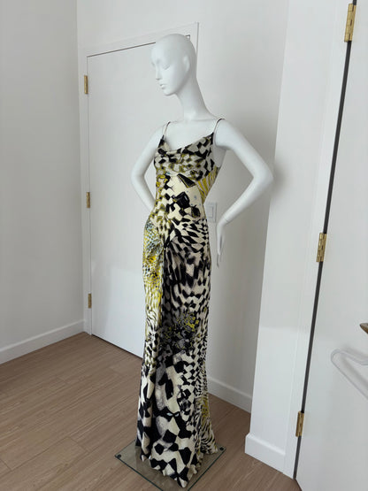 ROBERTO CAVALLI 2003 Vintage Runway Print Silk Pyschedelic Gown