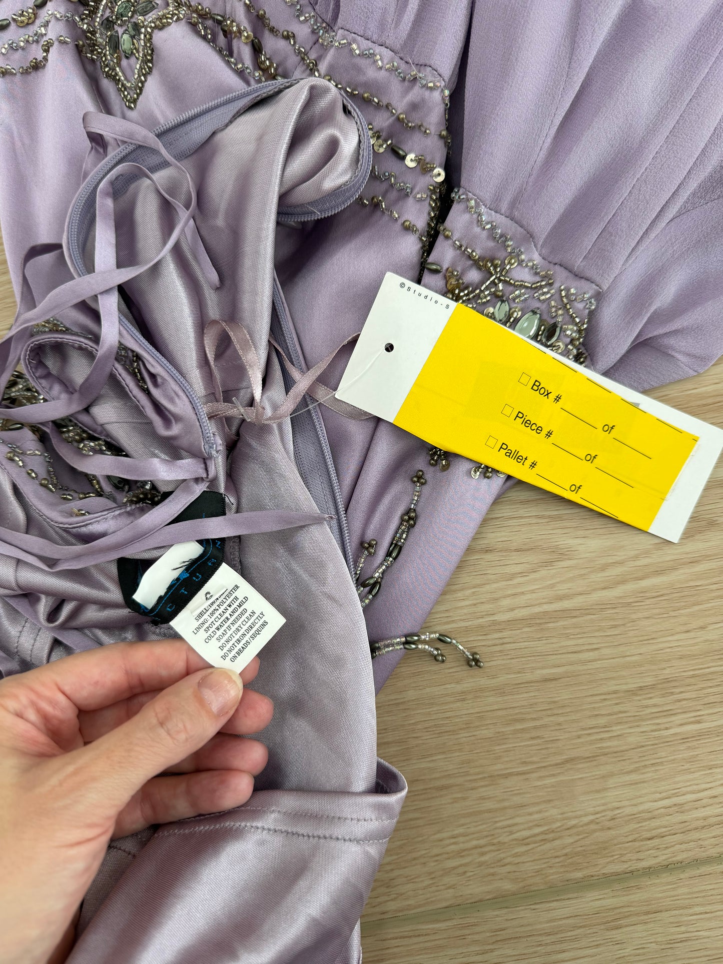 SUE WONG 2007 Vintage Runway Silk Lilac Purple Embellished Cocktail Dress