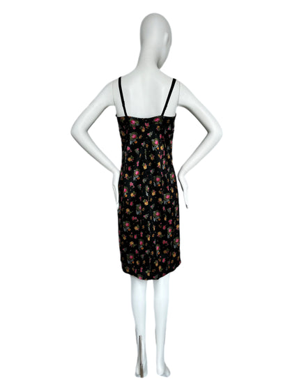 DOLCE & GABBANA 90's Vintage Black Floral Bustier Dress