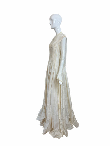 KAAT TILLEY 90's Vintage Ivory Silk Long Sleeve Bridal Gown