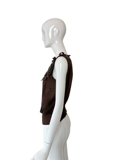 VALENTINO 00's Vintage Silk Embellished One Shoulder Blouse