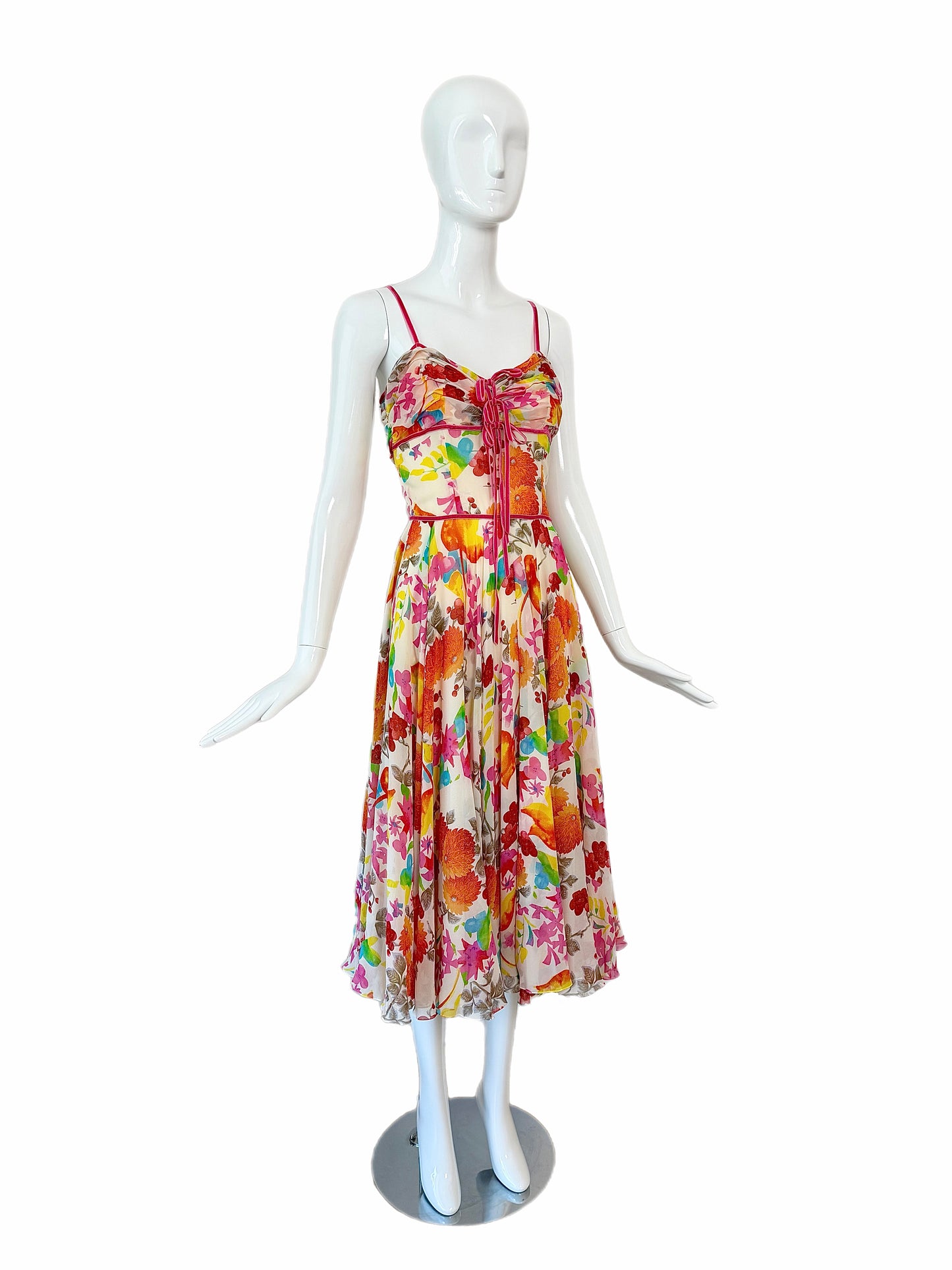 DIOR by JOHN GALLIANO 2006 Vintage Silk Floral Midi Dress