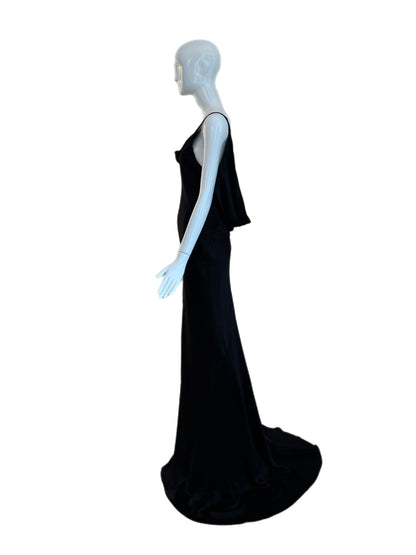 LES HABITUDES 2016 Black Silk Cowl Evening Gown