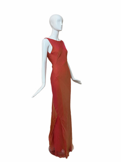 DANES 90'S Vintage Orange Ombre Evening Gown w. Shawl
