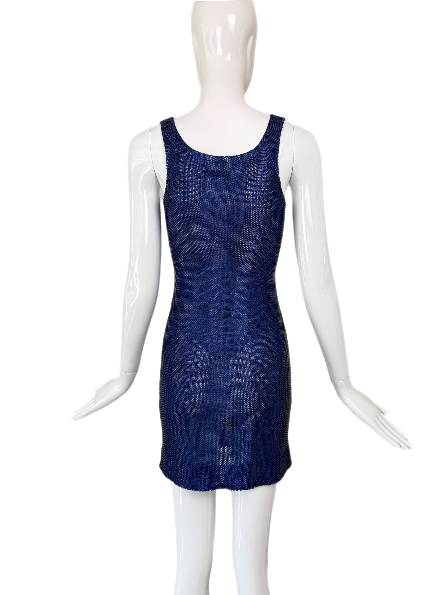 FRED HAYMAN 90's Vintage Electric Blue Beaded Mini Dress