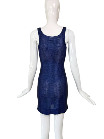 FRED HAYMAN 90's Vintage Electric Blue Beaded Mini Dress
