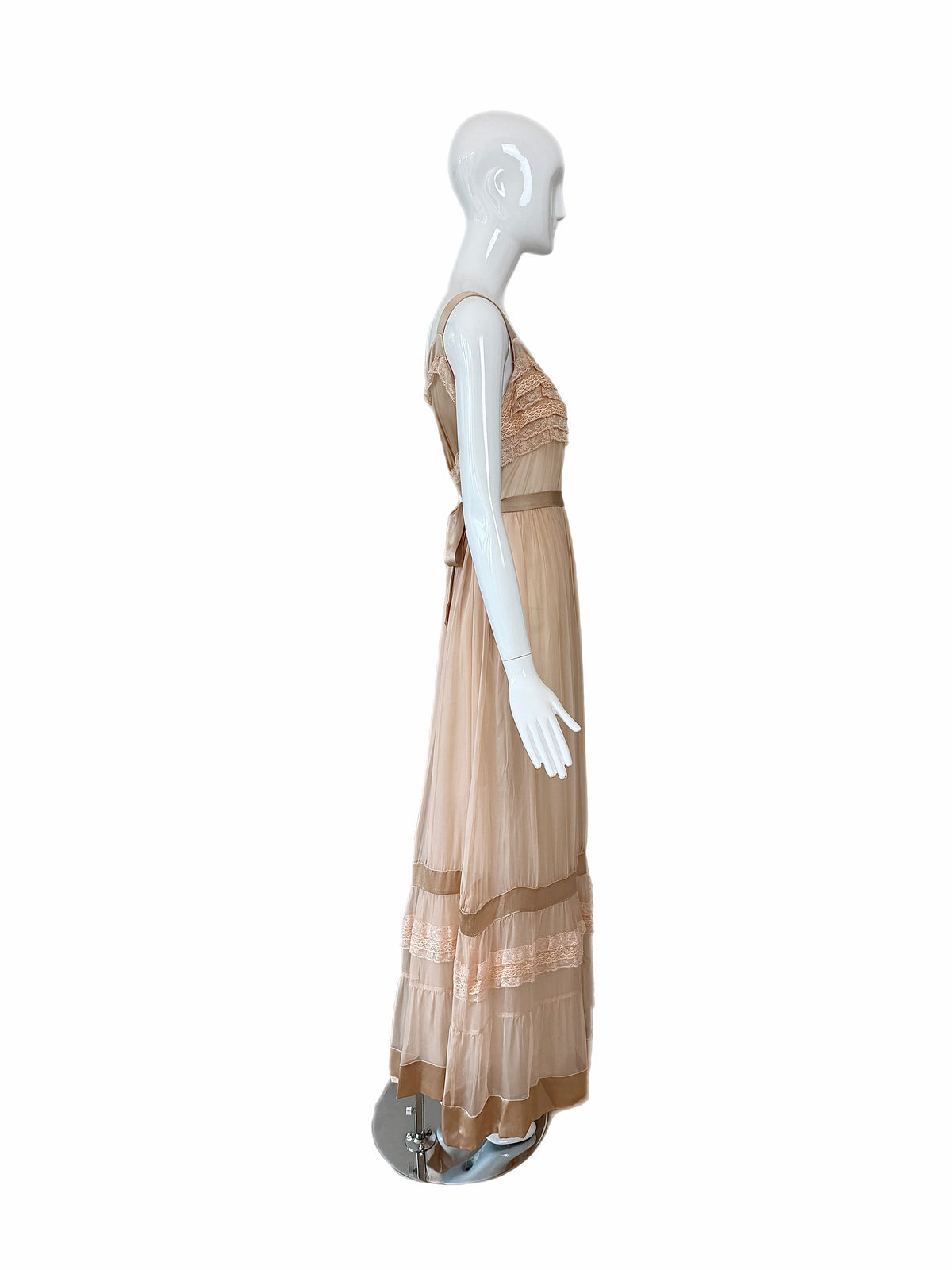 PHILOSOPHY DI ALBERTA FERRETTI 2011 Vintage Silk Peach Ruffle Slip Gown