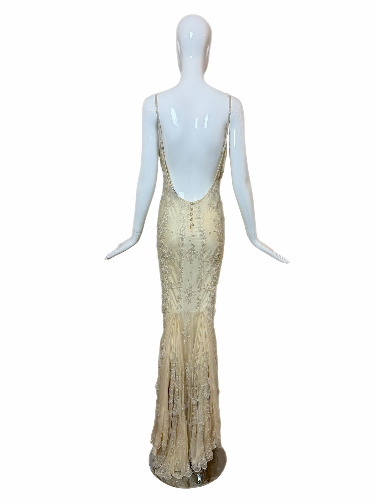 Les Habitudes 90's Vintage Couture Hand-Beaded Silk Vanilla Bridal Gown