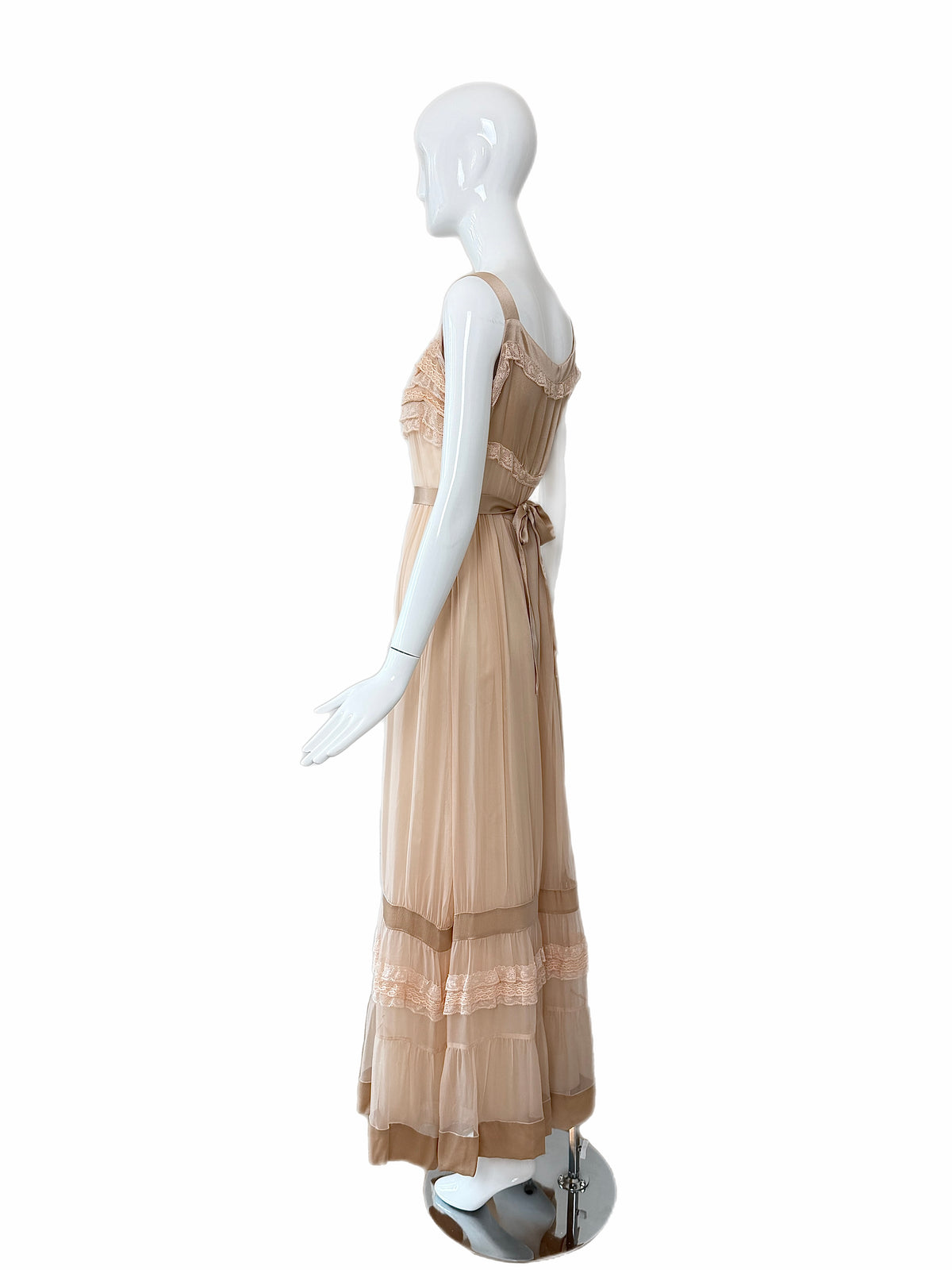PHILOSOPHY DI ALBERTA FERRETTI 2011 Vintage Silk Peach Ruffle Slip Gown
