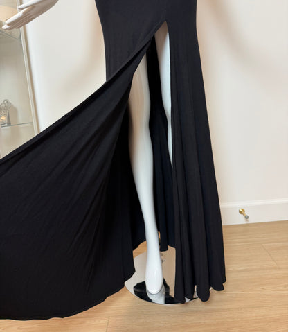 DONNA KARAN 2004 Vintage Runway Black Evening Gown w. Huge Slit