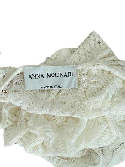 ANNA MOLINARI 90s/00s Vintage Ivory White Crochet Knit Dress