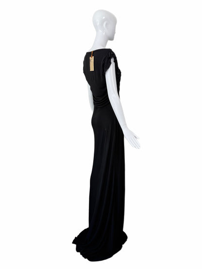 JOHN GALLIANO 2009 Vintage Black Ruffled Keyhole Evening Gown