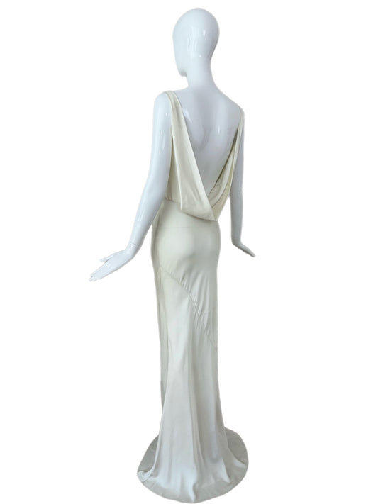 LES HABITUDES 90's Vintage Silk Backless Evening Gown