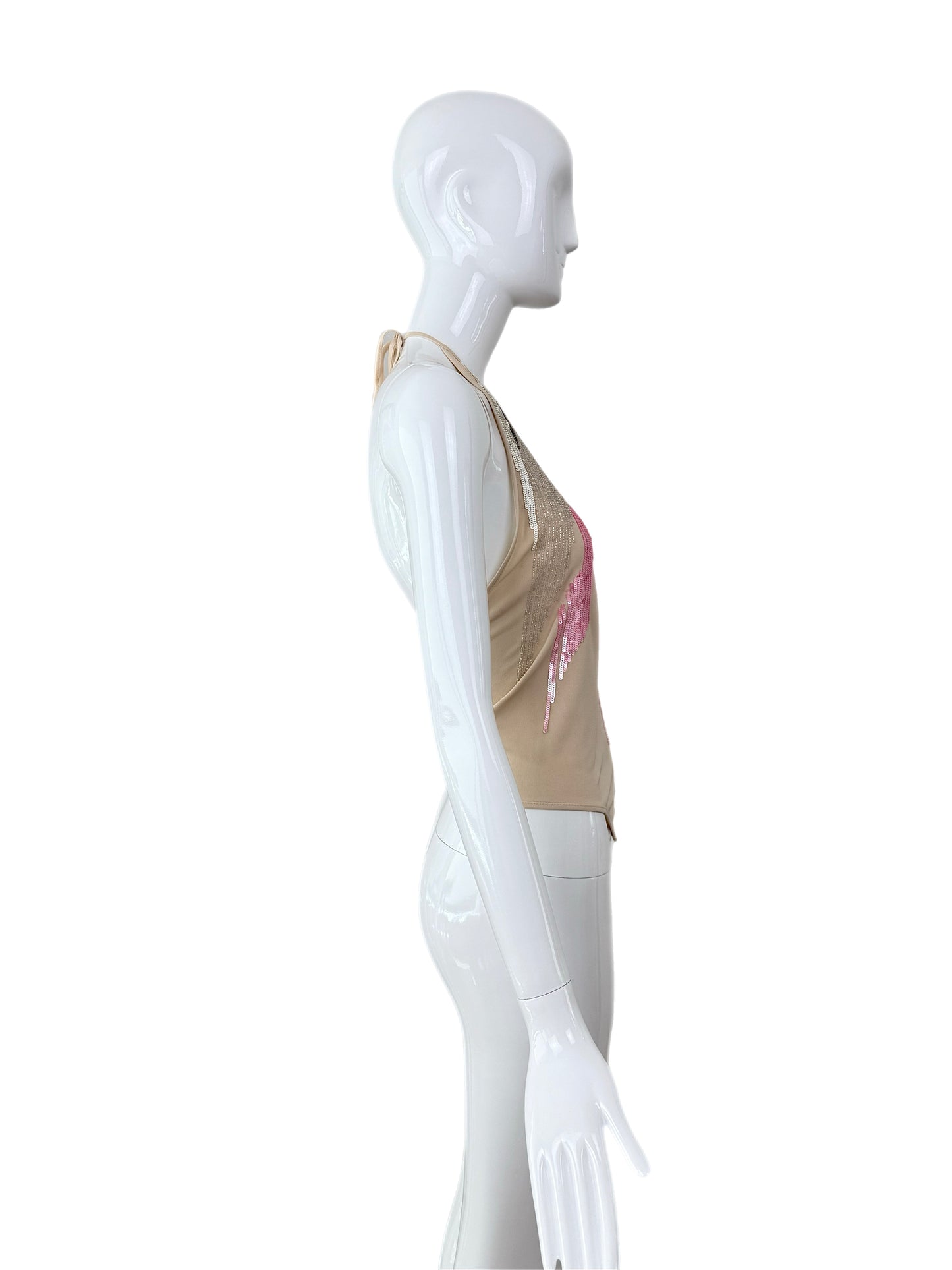 HERVE LEGER 90's Vintage Embellished Halter Top