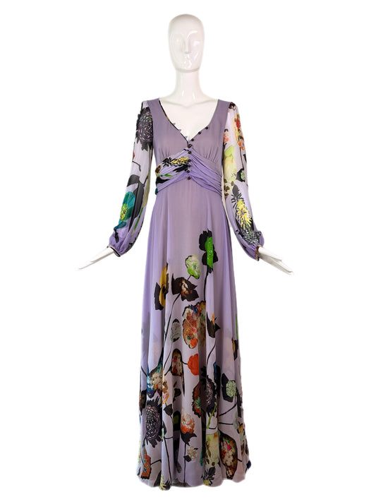 EMANUEL UNGARO Vintage 2000's Silk Embellished Blouson Gown