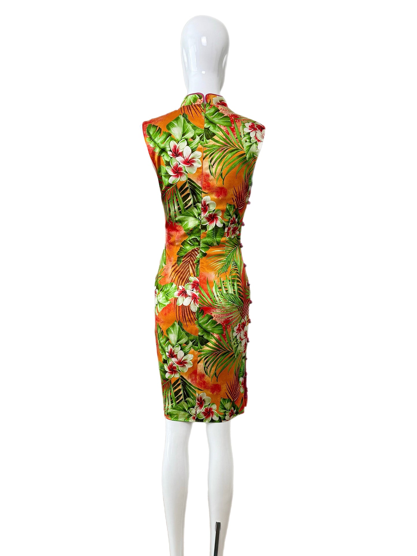 D&G DOLCE & GABBANA 2005 Vintage Runway Cheongsam Tropical Floral Dress