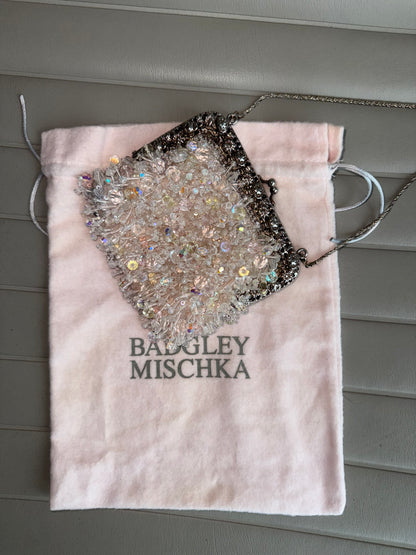 BADGLEY MISCHKA Vintage Pale Pink Encrusted Minaudiere Bag