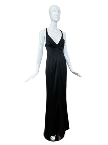RICHARD TYLER COUTURE 1995 Vintage Runway Black Silk Beaded Evening Gown