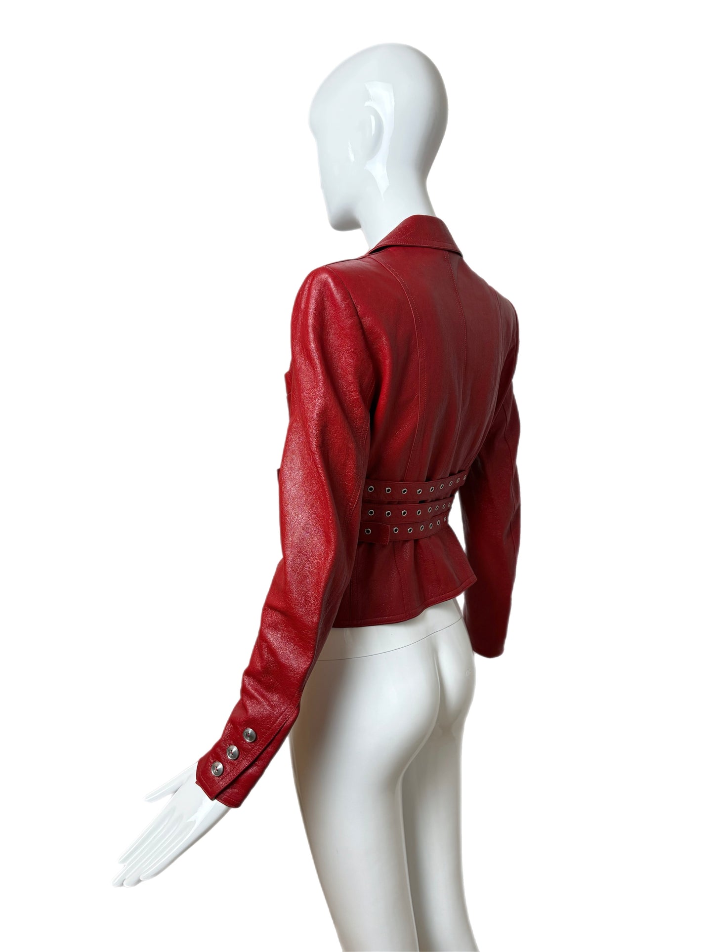 DIOR by JOHN GALLIANO 2003 Vintage Hardcore Red Leather Bondage Blazer Jacket