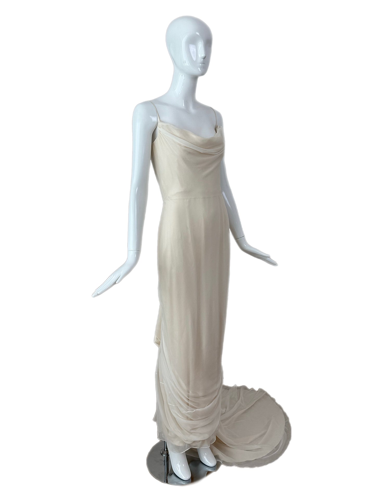 RICHARD TYLER 2000 Vintage Ivory Silk Wedding Dress w. Train + Bustle