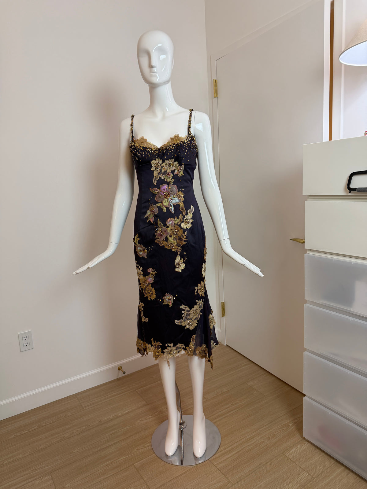 Julian Joyce by Mandalay Vintage Y2K Deep Eggplant Lace Embellished Cocktail Dress