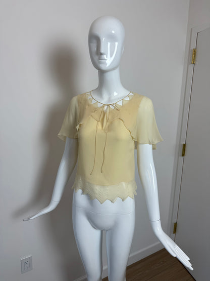 CHANEL 2003 Vintage Runway Silk Vanilla Blouse