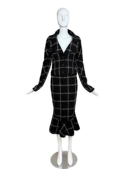 JOHN GALLIANO 1998 Vintage Black + White Skirt Suit