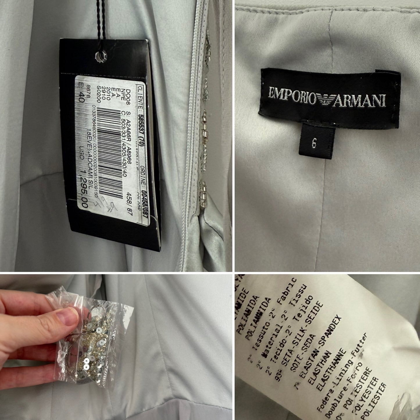 EMPORIO ARMANI 2008 Vintage Runway Silk Embellished Dress