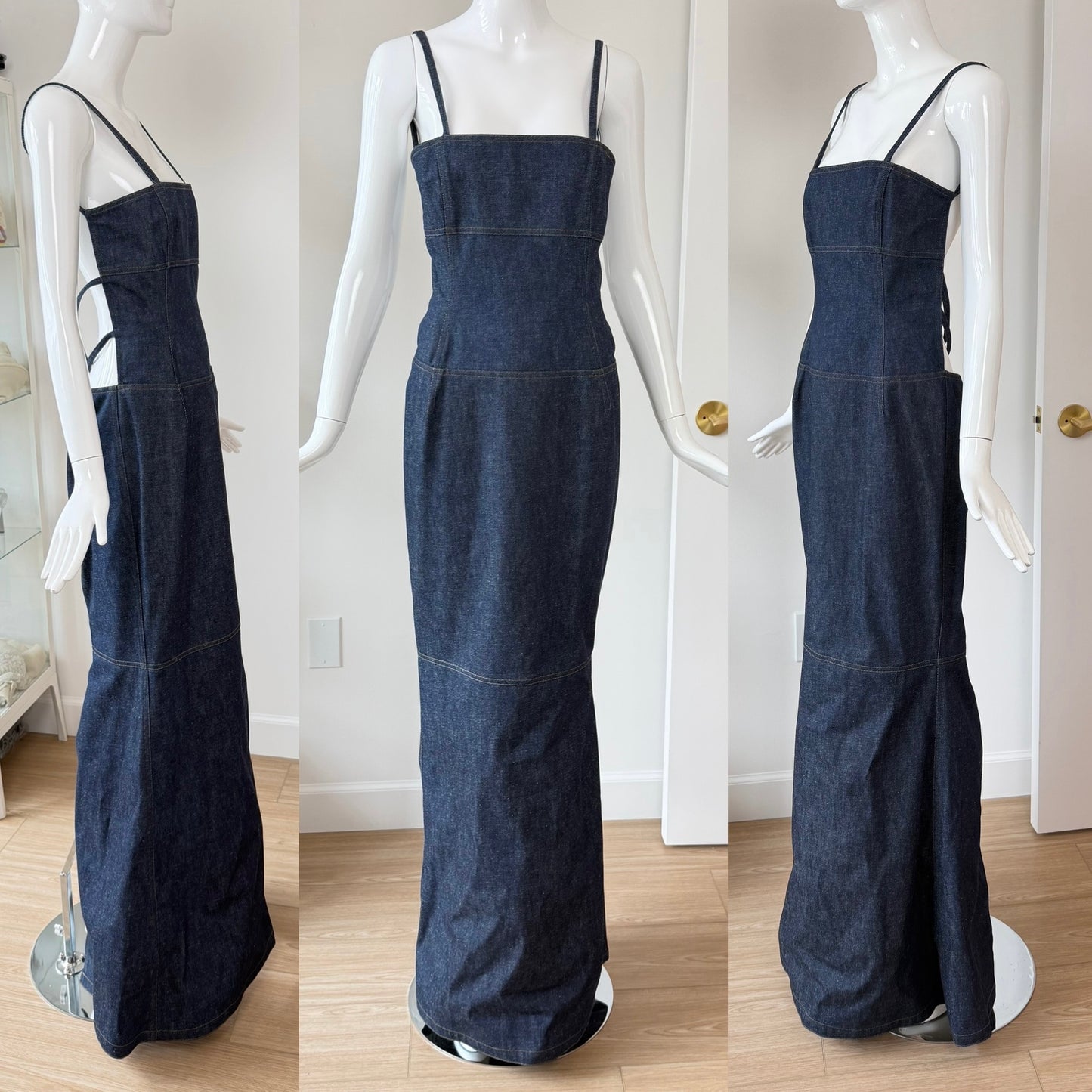 TODD OLDHAM 1997 Vintage Runway Denim Backless Gown
