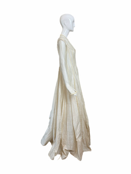 KAAT TILLEY 90's Vintage Ivory Silk Long Sleeve Bridal Gown