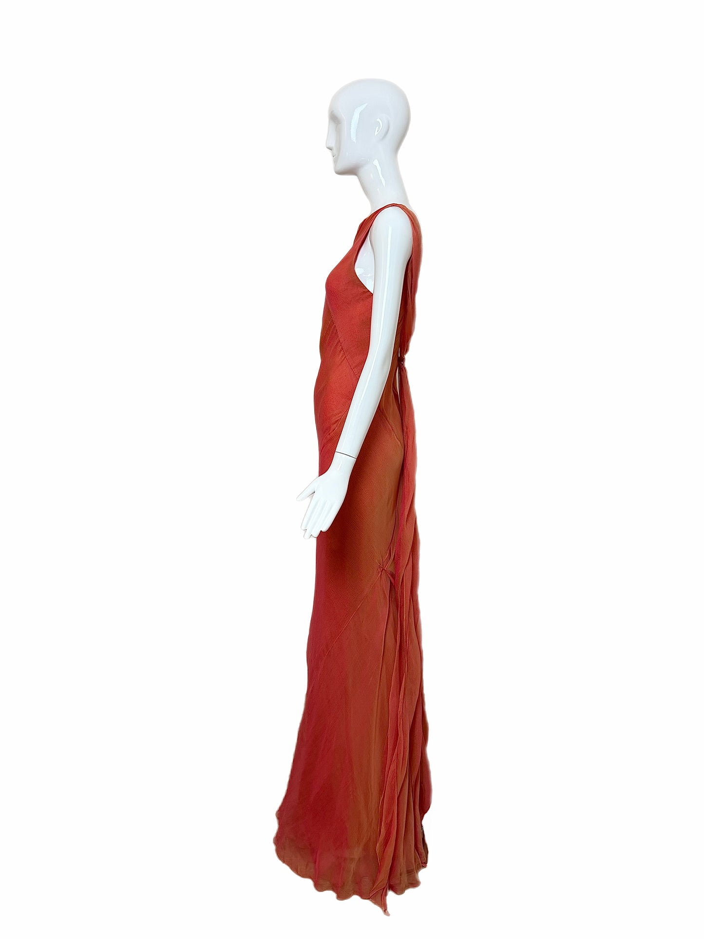 DANES 90'S Vintage Orange Ombre Evening Gown w. Shawl