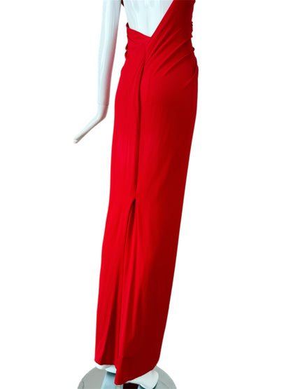 DONNA KARAN 2012 Vintage Tomato Red Evening Gown