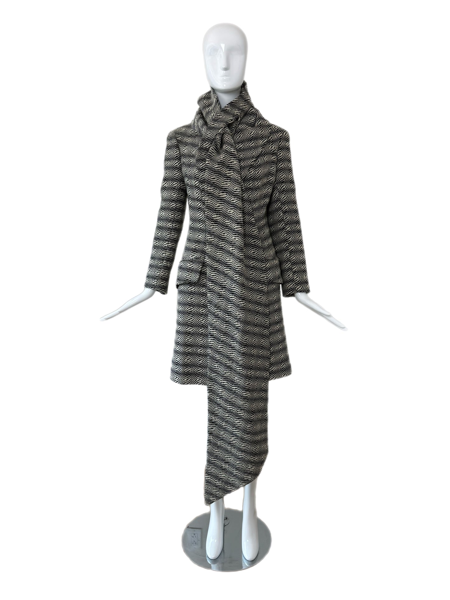 JOHN GALLIANO 1999 Vintage Wool Coat w. Oversized Scarf