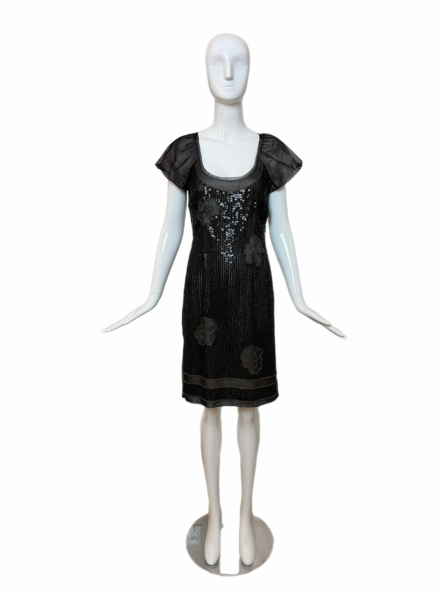 PHILOSOPHY DI ALBERTA FERRETTI Vintage Black Sequin Knee Length Dress
