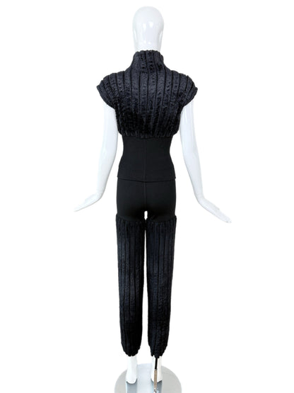 AZZEDINE ALAIA 1994 Vintage Black Chenille Pant Set