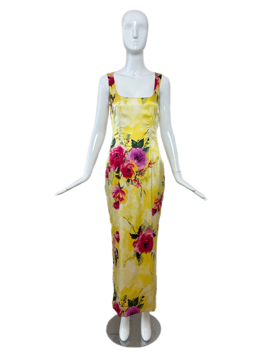 Dolce and Gabbana vintage 90s silk floral corset maxi dress