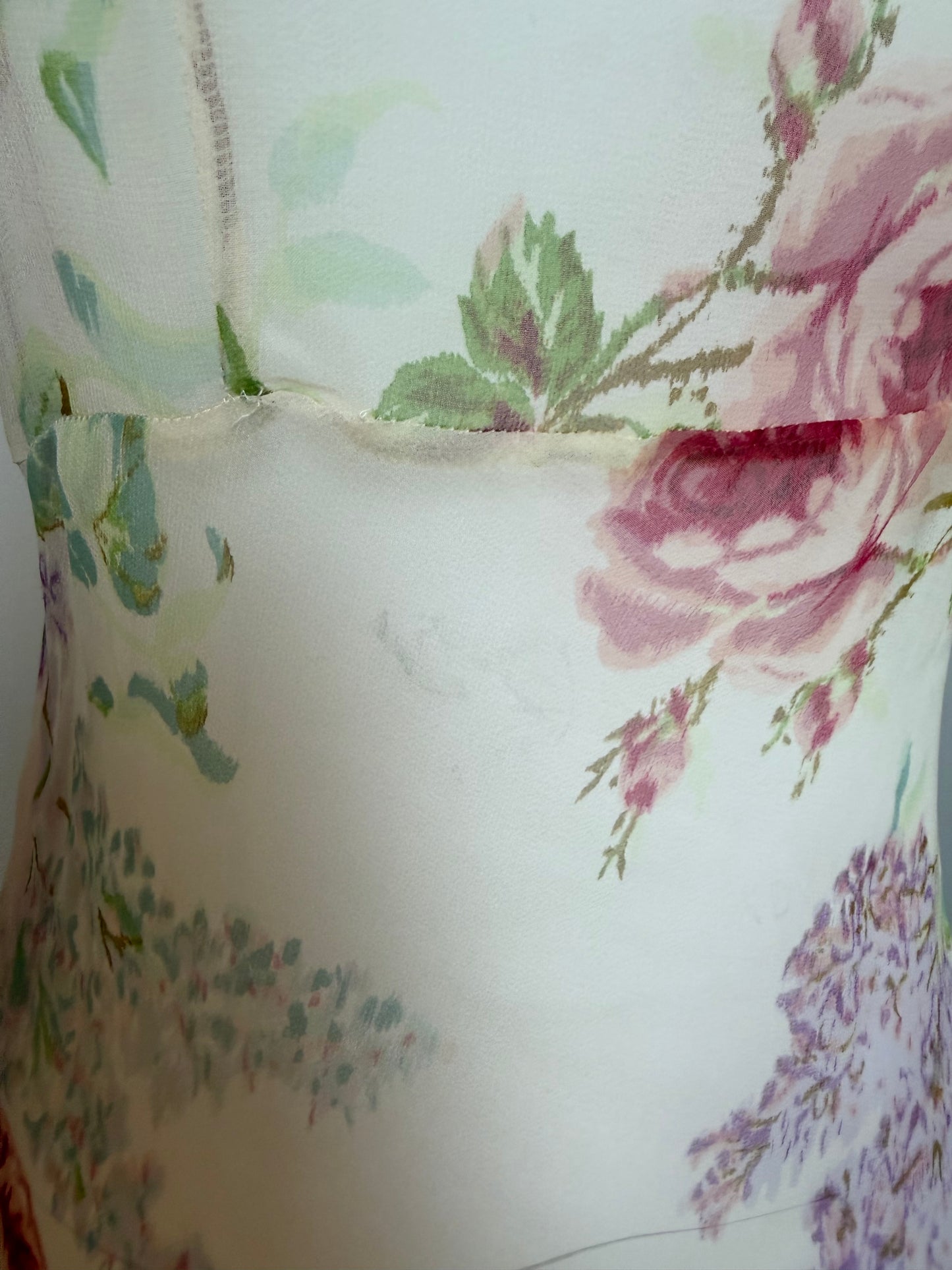 JILL STUART 90's Vintage Silk Sheer Floral Slip Maxi Dress