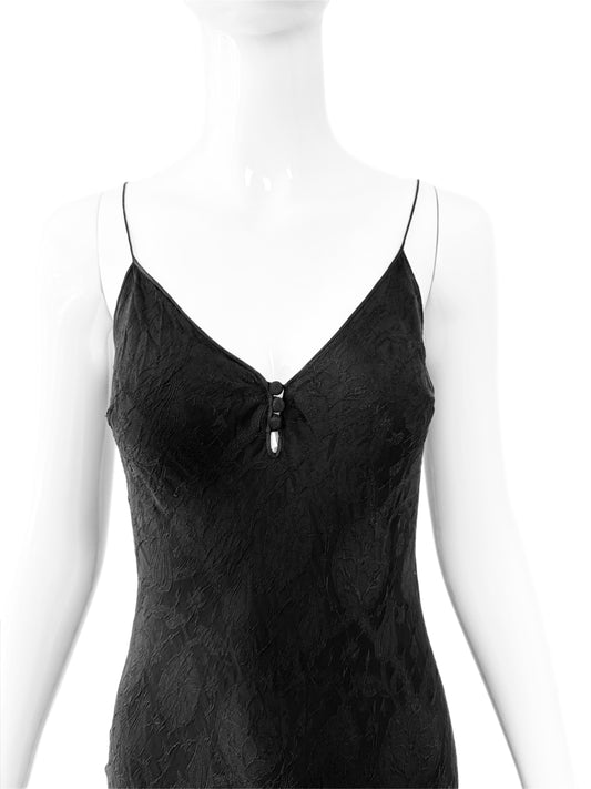 JOHN GALLIANO 1999 Vintage Silk Floral Brocade Little Black Dress