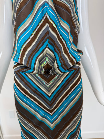 CHLOE by STELLA MCCARTNEY 2000 Vintage Silk Sequined Halter Dress