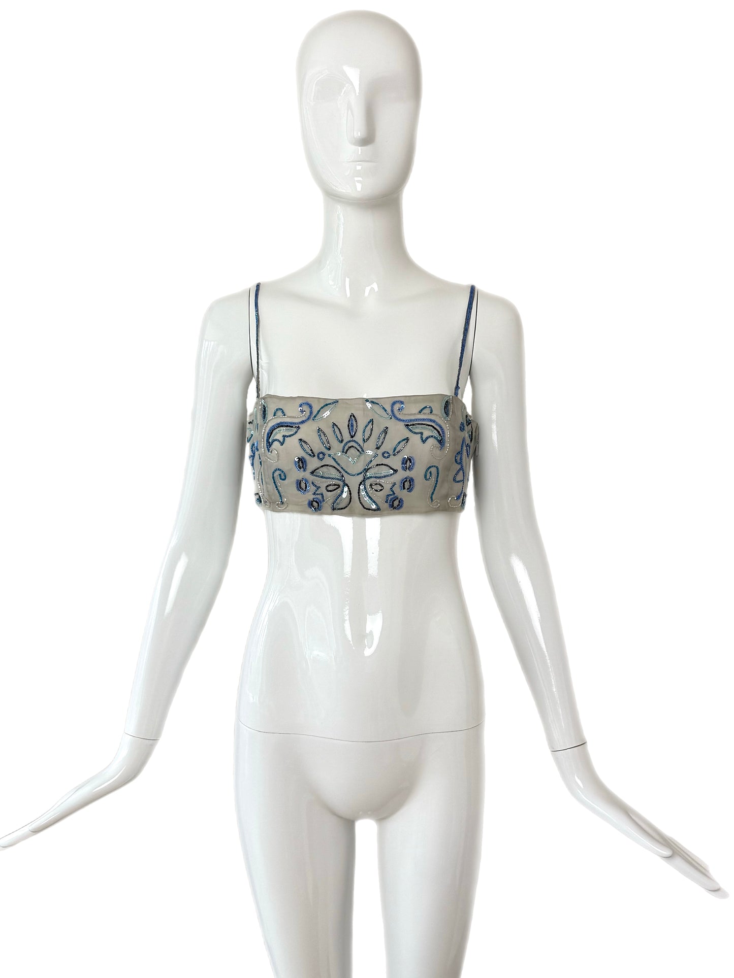 EMPORIO ARMANI 2001 Vintage Runway Silk Embellished Bandeau Top