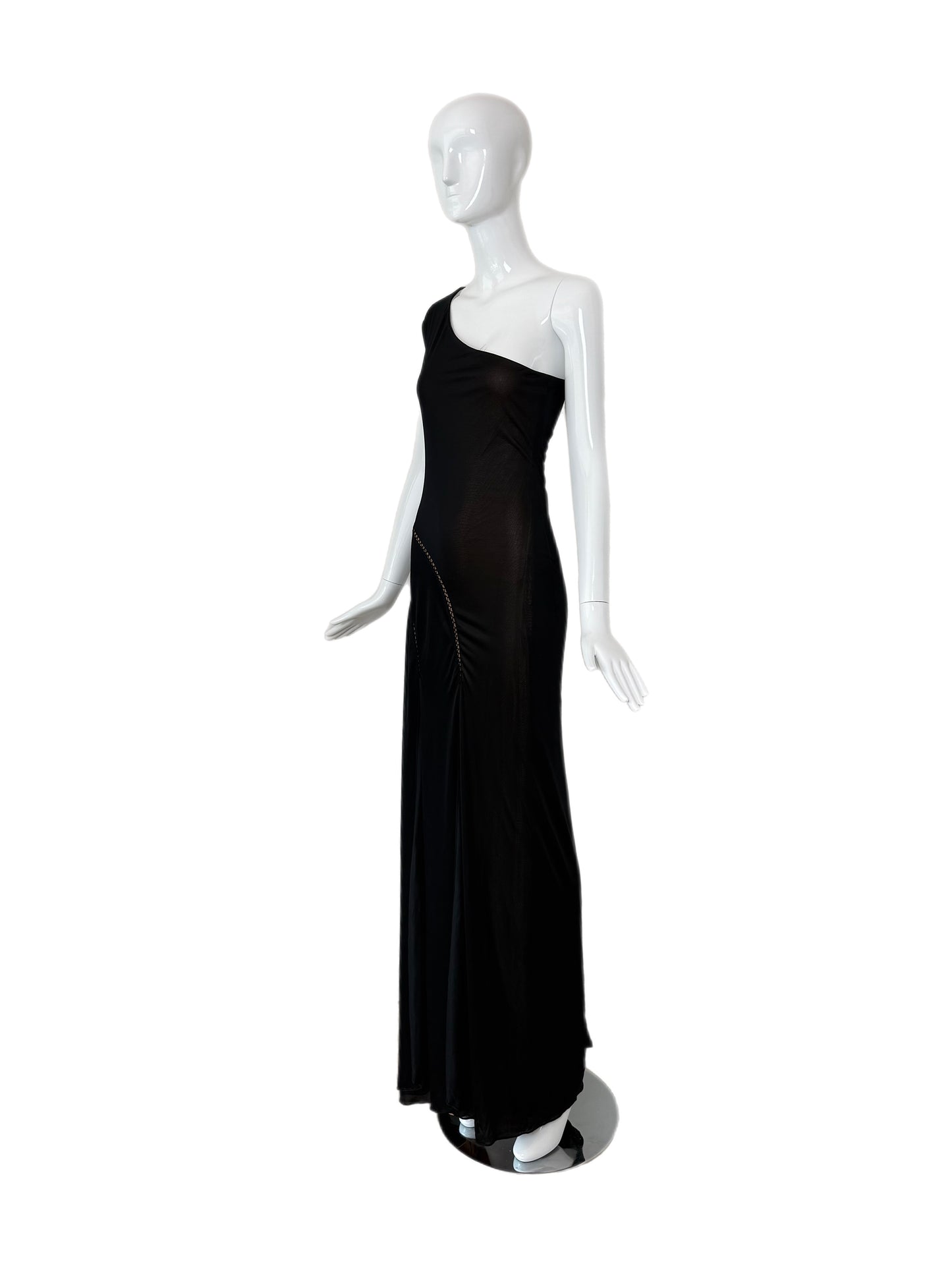 RICHARD TYLER COUTURE Vintage Black Nude One Shoulder Gown