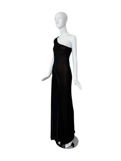 RICHARD TYLER COUTURE Vintage Black Nude One Shoulder Gown
