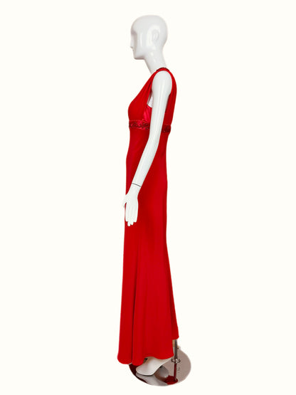 DIOR by Gianfranco Ferre 80s/90s Vintage Numbered Hot Red Silk Evening Gown