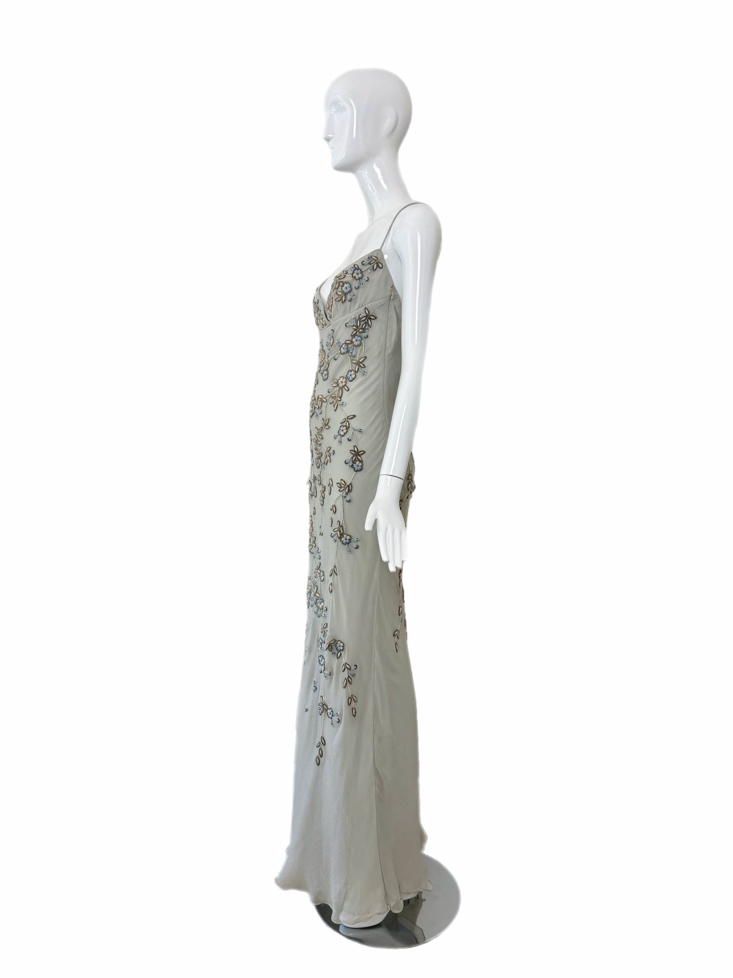 EAVIS & BROWN 90's Vintage Couture Silk Hand Beaded Embroidered Gown