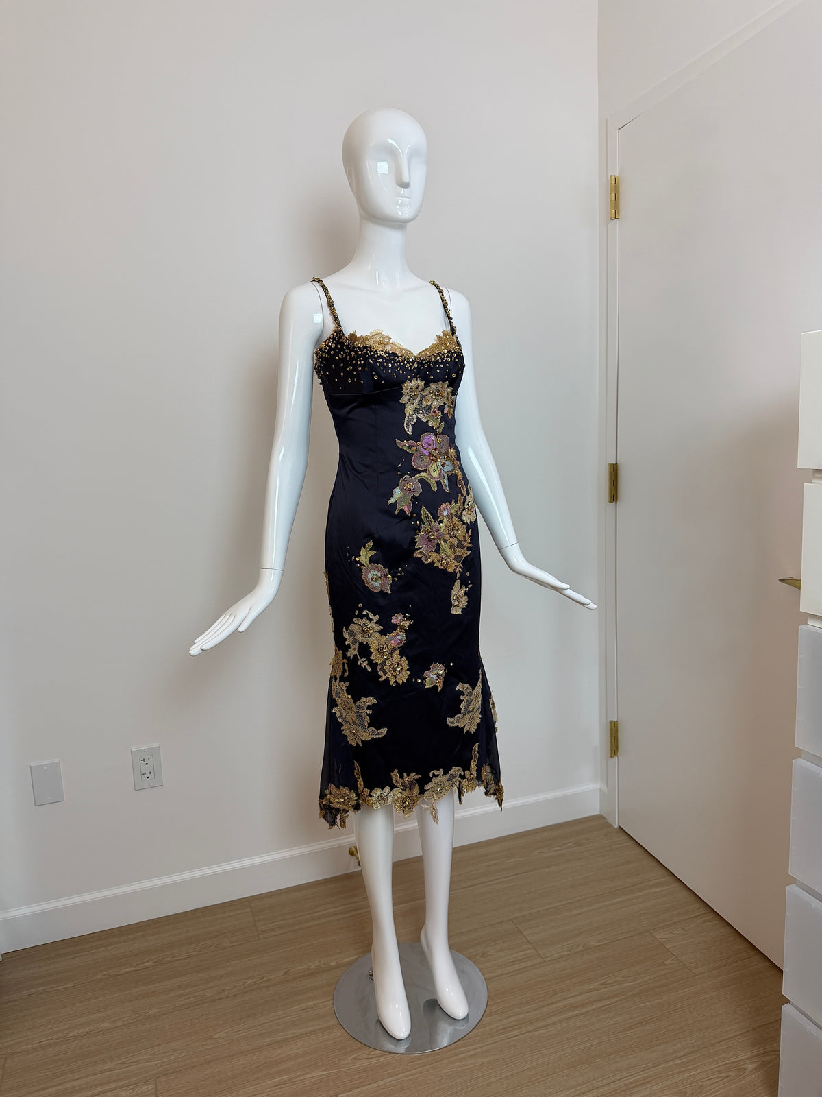Julian Joyce by Mandalay Vintage Y2K Deep Eggplant Lace Embellished Cocktail Dress