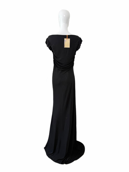 JOHN GALLIANO 2009 Vintage Black Ruffled Keyhole Evening Gown