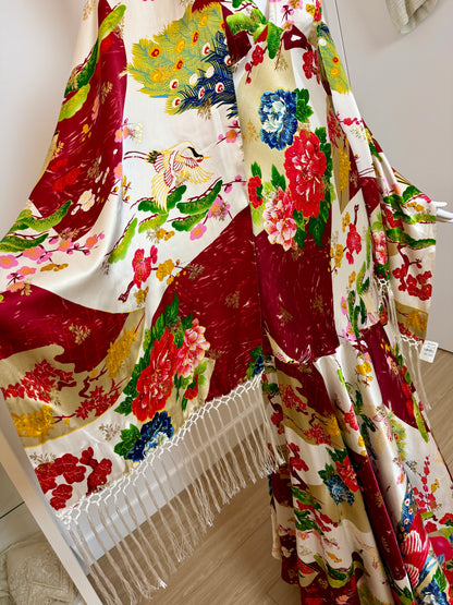 SUE WONG 2005 Vintage Runway Silk Beaded Gown w. Shawl