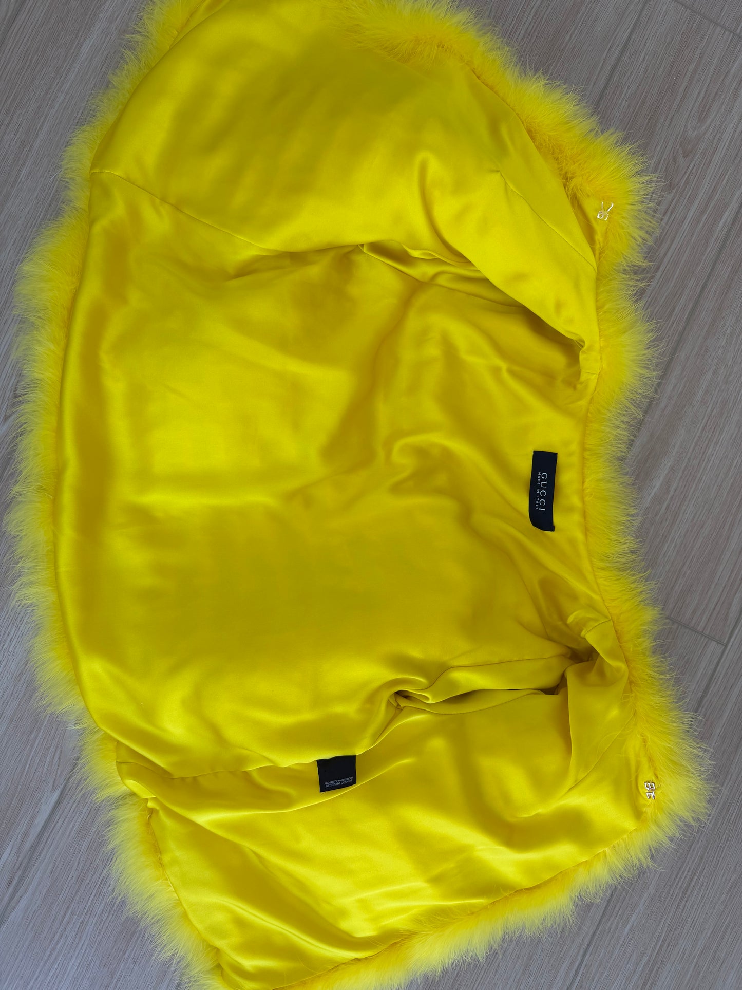 GUCCI by TOM FORD (USA ONLY) 2004 Vintage Runway Yellow Marabou Feather Jacket